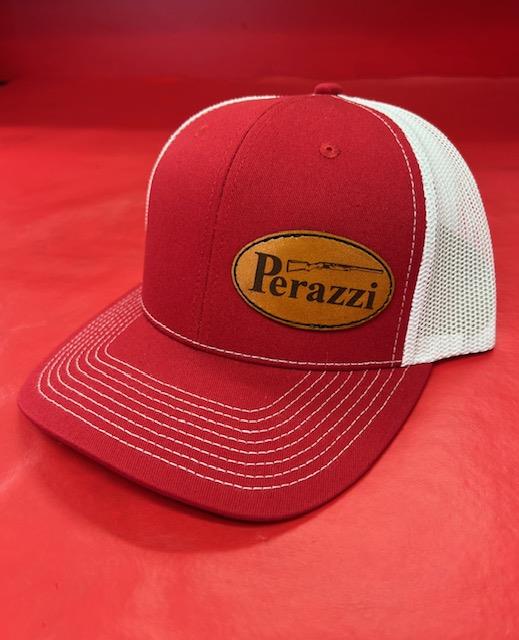 PERAZZI RED HAT WITH LEATHER PATCH